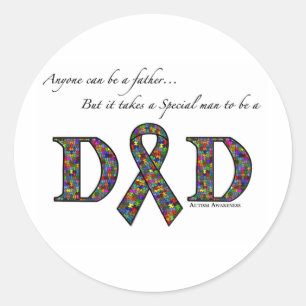 Sticker Rond N'importe qui peut être un père...autisme