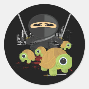 Sticker Rond Ninja avec tortues