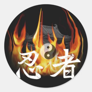 Sticker Rond Ninja en feu