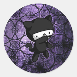 Sticker Rond Ninja Kitty