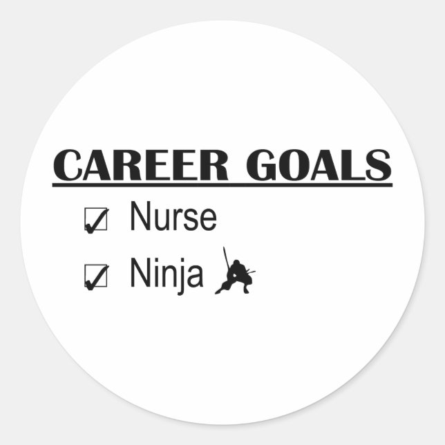 Sticker Rond Ninja Objectifs de carrière - Infirmière (Devant)