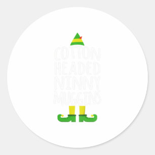 Sticker Rond Ninny Muggins ! Chri amusant à tête de coton