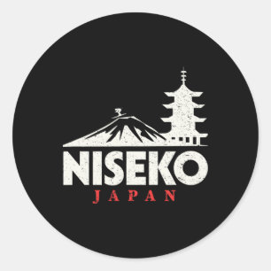 Sticker Rond Niseko Japon Station de ski Rétro Ski Snowboard