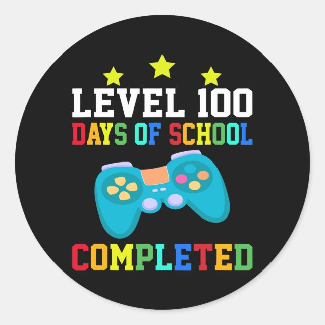 Sticker Rond NIVEAU 100 DAYS OF SCHOOL Video Game Teachers (Devant)