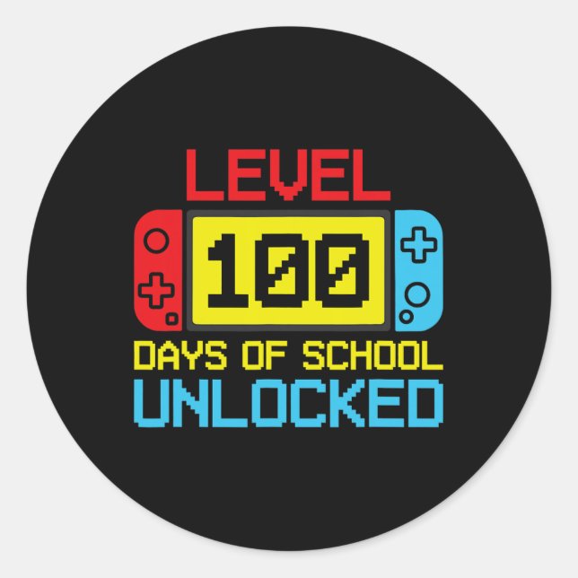 Sticker Rond Niveau 100 Jours De Jeux Vidéo De Gamer Déverrouil (Devant)