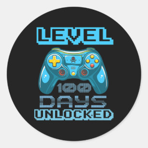 Sticker Rond Niveau 100 Jours De L'École Déverrouillé Jeux Vidé