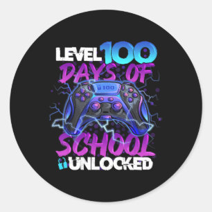 Sticker Rond Niveau 100 Jours De L'École Joueur Déverrouillé Ga