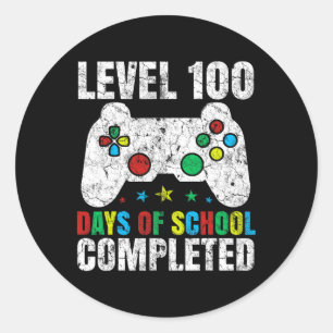 Sticker Rond Niveau 100 Jours D'École Terminé Vidéo Gamer Gam
