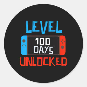 Sticker Rond Niveau 100 Jours Scolaire Déverrouillé Gamer Boys