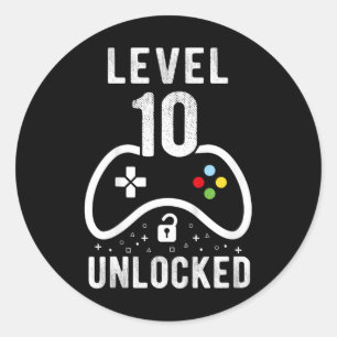 Sticker Rond Niveau 10 Jeu vidéo déverrouillé 10e anniversaire 