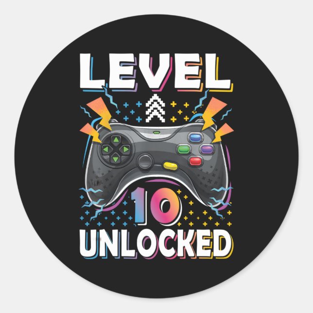 Sticker Rond Niveau 10 Jeu vidéo déverrouillé 10E Jeu (Devant)