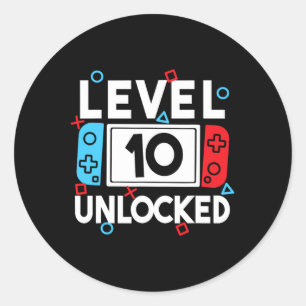 Sticker Rond Niveau 10 Joueur déverrouillé 10e Anniversaire Jeu
