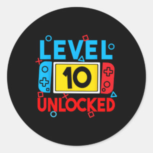 Sticker Rond Niveau 10 Joueur déverrouillé 10e Anniversaire Jeu