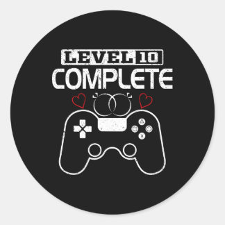 Sticker Rond Niveau 10 Terminé 10 ans Anniversaire Mariage Vid