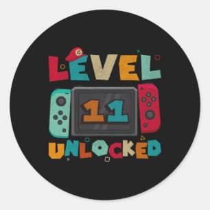 Sticker Rond Niveau 11 Débloqué Anniversaire de Garçons de Jeux