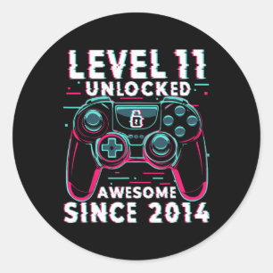 Sticker Rond Niveau 11 Débloqué Jeu Vidéo 11ème Anniversaire Jo