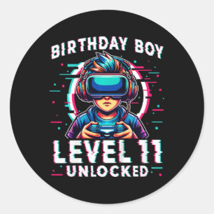 Sticker Rond Niveau 11 Déverrouillé 11 ans Anniversaire Gamer F
