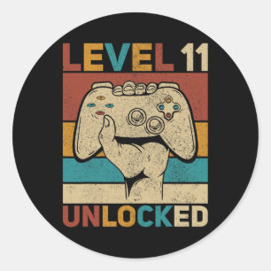 Sticker Rond Niveau 11 Déverrouillé 11 ans tenue Anniversaire g