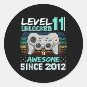 Sticker Rond Niveau 11 Déverrouillé Awesome 2012 jeu vidéo 11th