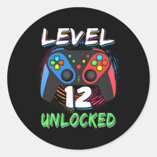 Sticker Rond Niveau 12 Déverrouillé 12E 12 Anniversaire Gamer