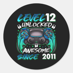 Sticker Rond Niveau 12 Déverrouillé Étonnant Depuis 2011 12E