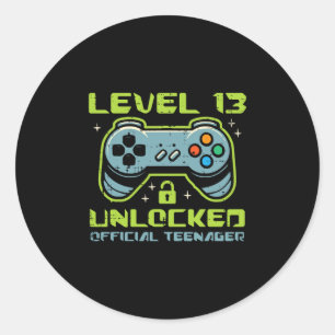 Sticker Rond Niveau 13 Débloqué Officiel Adolescent 13e Anniver