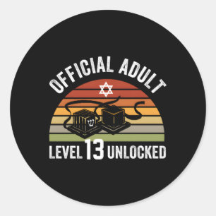 Sticker Rond Niveau 13 Déverrouillé Officiel 13E Bar Juif Mitzv
