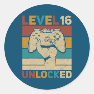 Sticker Rond Niveau 16 Année Vieux déverrouillé 16e Anniversair