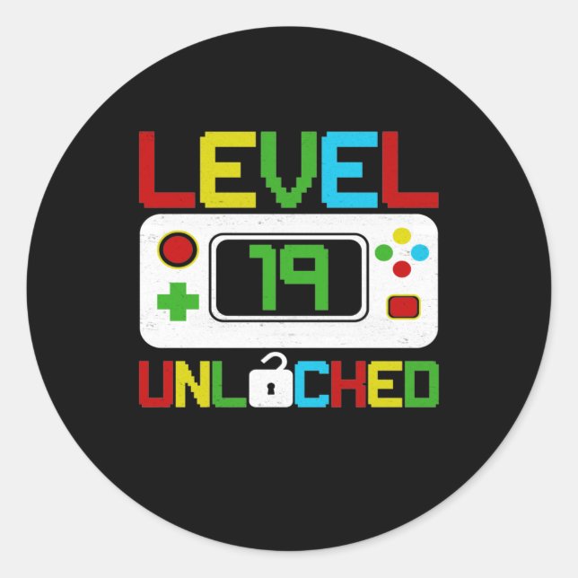 Sticker Rond Niveau 19 Jeu vidéo déverrouillé 10e anniversaire  (Devant)