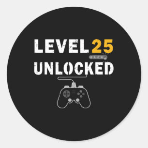 Sticker Rond Niveau 25 Jeu vidéo déverrouillé 25e anniversaire 