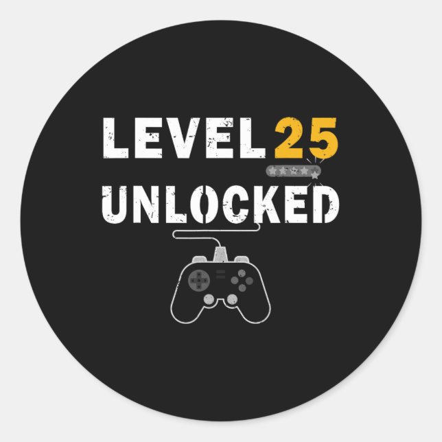 Sticker Rond Niveau 25 Jeu vidéo déverrouillé 25e anniversaire  (Devant)