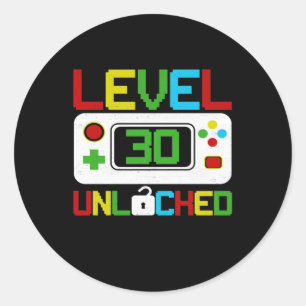 Sticker Rond Niveau 30 Jeu vidéo déverrouillé 10e anniversaire 