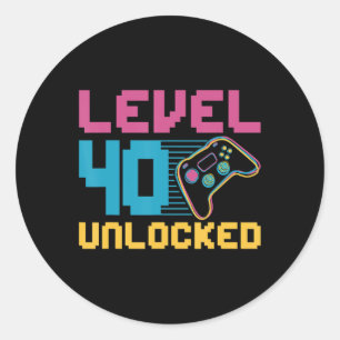 Sticker Rond Niveau 40 déverrouillé Jeu Anniversaire