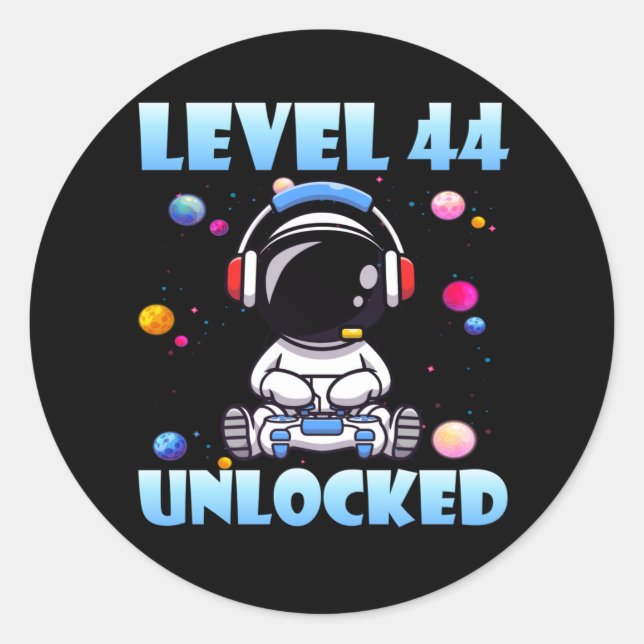 Sticker Rond Niveau 44 Déverrouillé Jeu vidéo 44e anniversaire  (Devant)