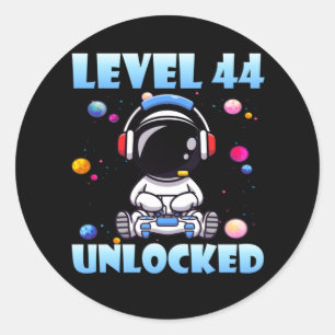 Sticker Rond Niveau 44 Déverrouillé Jeu vidéo 44e anniversaire 