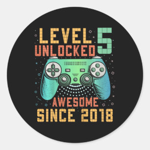 Sticker Rond Niveau 5 Débloqué 5e Anniversaire Cadeaux pour Gar