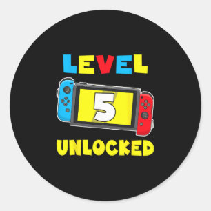 Sticker Rond Niveau 5 Débloqué Chemise d'anniversaire 5 ans Jeu