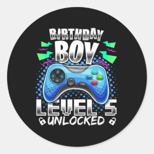 Sticker Rond Niveau 5 Débloqué Jeu Vidéo 5ème Anniversaire Game