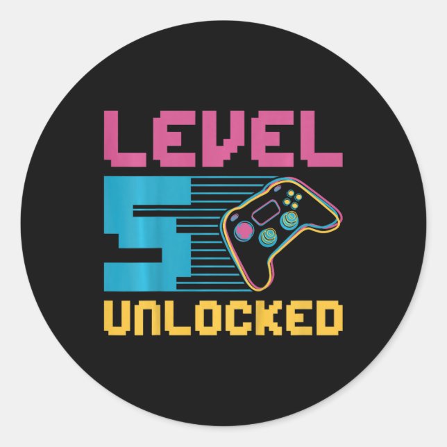 Sticker Rond Niveau 5 Jeu déverrouillé Anniversaire (Devant)