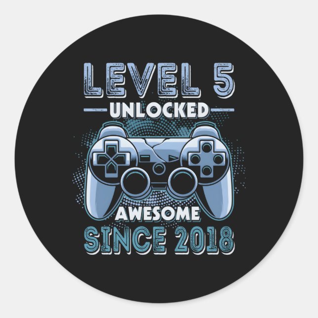Sticker Rond Niveau 5 Jeu vidéo déverrouillé 5E Jeu (Devant)