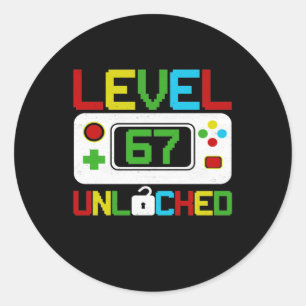 Sticker Rond Niveau 67 Jeu vidéo déverrouillé 10e anniversai
