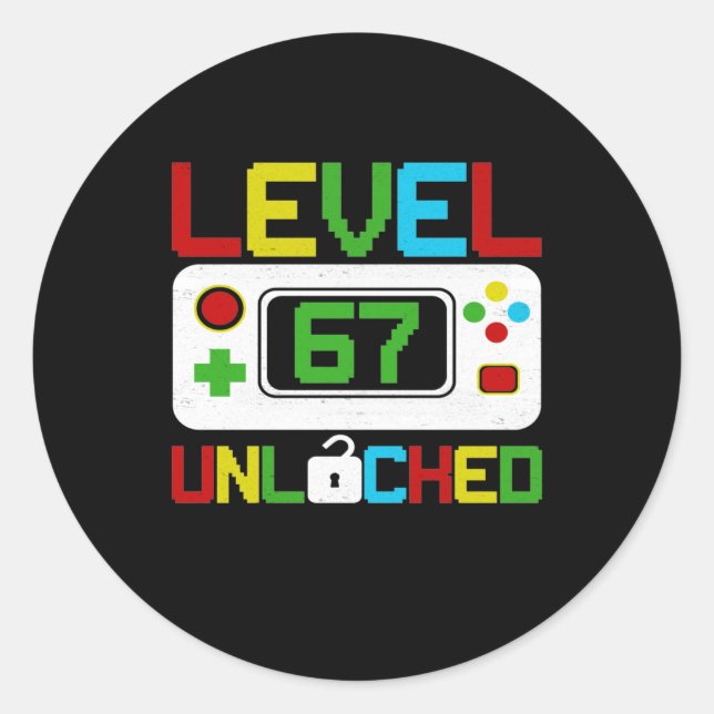 Sticker Rond Niveau 67 Jeu vidéo déverrouillé 10e anniversaire  (Devant)
