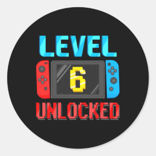 Sticker Rond Niveau 6 Débloqué Anniversaire Vidéo Joueur 6ème A