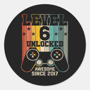 Sticker Rond Niveau 6 Déverrouillé Awesome 2017 Jeu vidéo garço