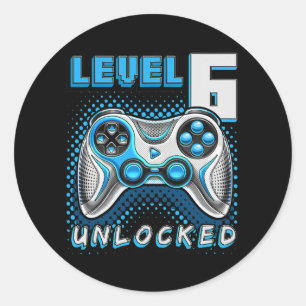 Sticker Rond Niveau 6 Jeu vidéo déverrouillé 6e Jeu d'anniversa