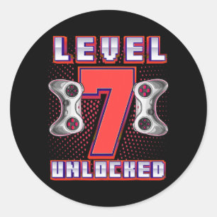 Sticker Rond Niveau 7 Débloqué Jeu Vidéo 7ème Anniversaire Joue