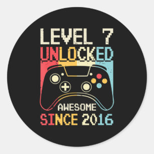 Sticker Rond Niveau 7 Jeu vidéo déverrouillé 7e Jeu d'anniversa