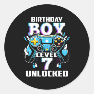 Sticker Rond Niveau 7 Jeu vidéo déverrouillé 7e Jeu d'anniversa
