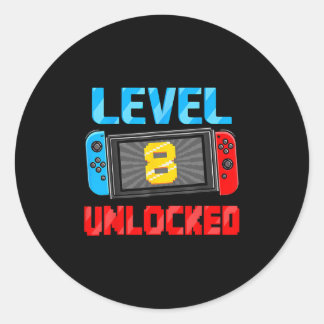 Sticker Rond Niveau 8 Débloqué Joueur Cadeau d'anniversaire 8 a
