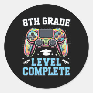 Sticker Rond Niveau 8e année dernier jour d'école joueur